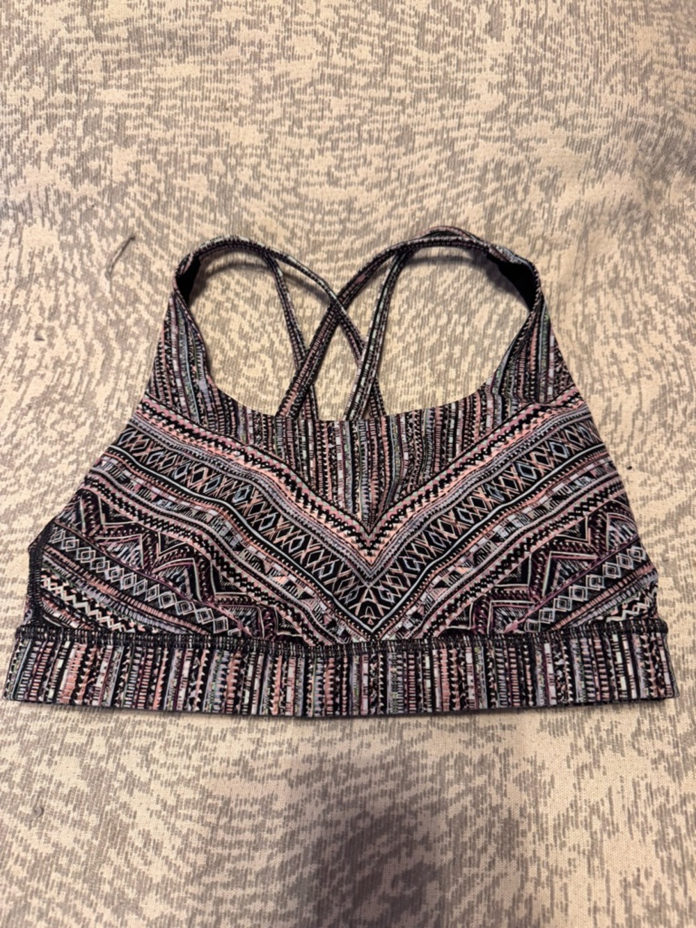 Lululemon Patterned Strappy Sports Bra - Black, Pink & White